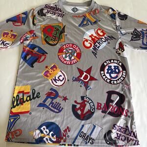 Negro National League Baseball Logo Shirt Men Sz L Gray Era Graphic All Over